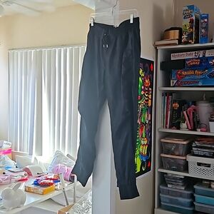 LORNA JANE BLACK SHINY JOGGER LOUNGE PANTS